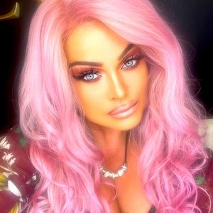 24 inch 180 density custom colored pink human hair lace front